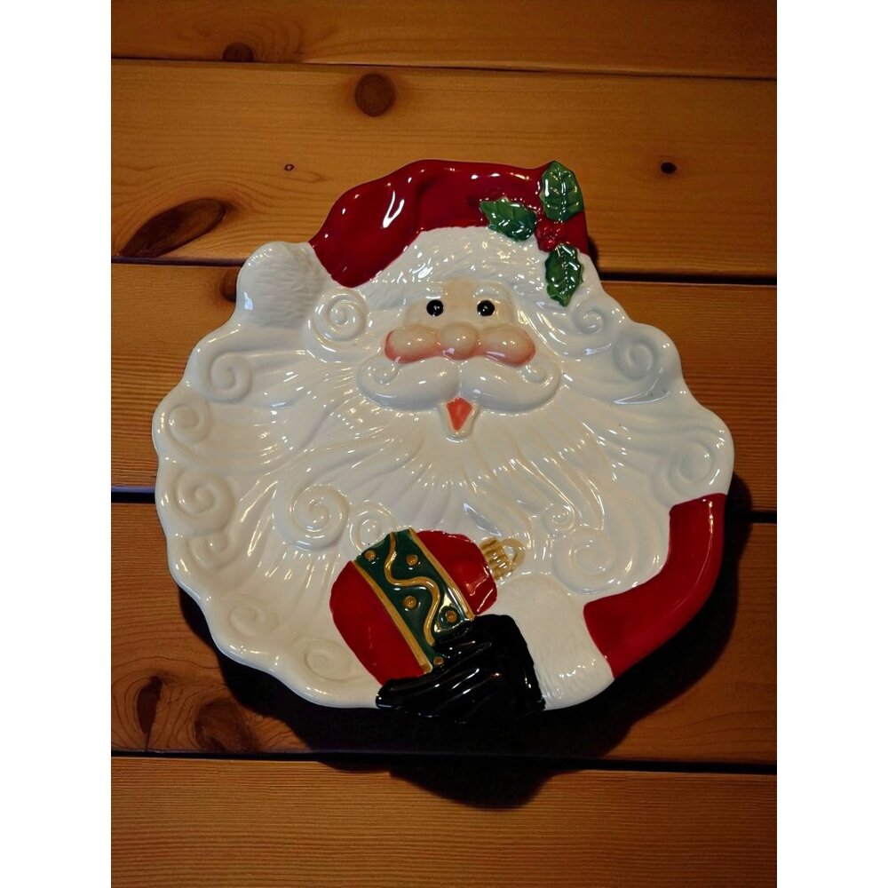 Vintage Ceramic Santa Christmas Serving Plate 10 x 9 1/2